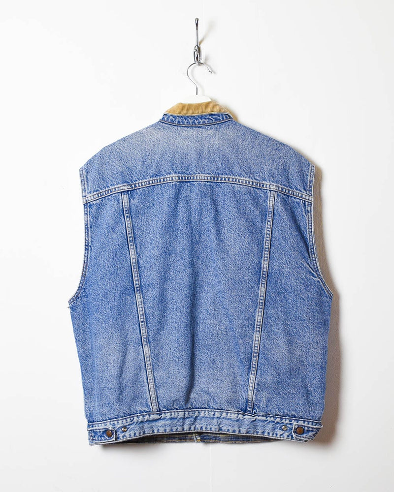 Vintage 90s Blue Levi's Flannel Lined Denim Jacket Vest Large Cotton