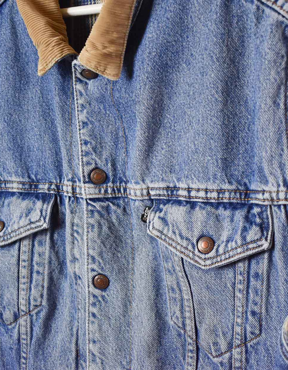 Blue Levi's Flannel Lined Denim Jacket Vest - Large