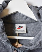 Grey Nike Velour Zip-Through Hoodie - Large Women's