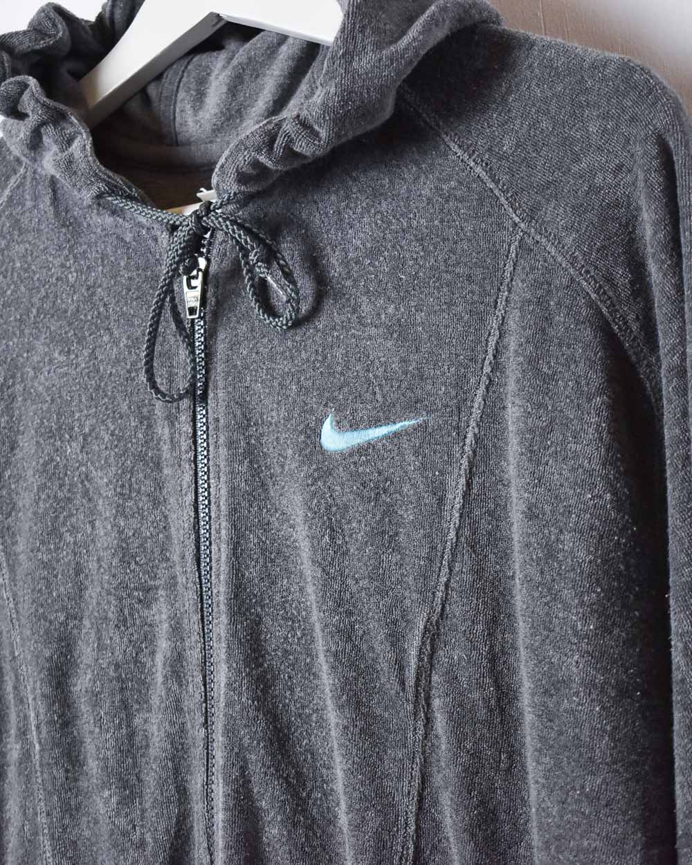 Nike black 2024 grey velour zip up sweatshirt jacket