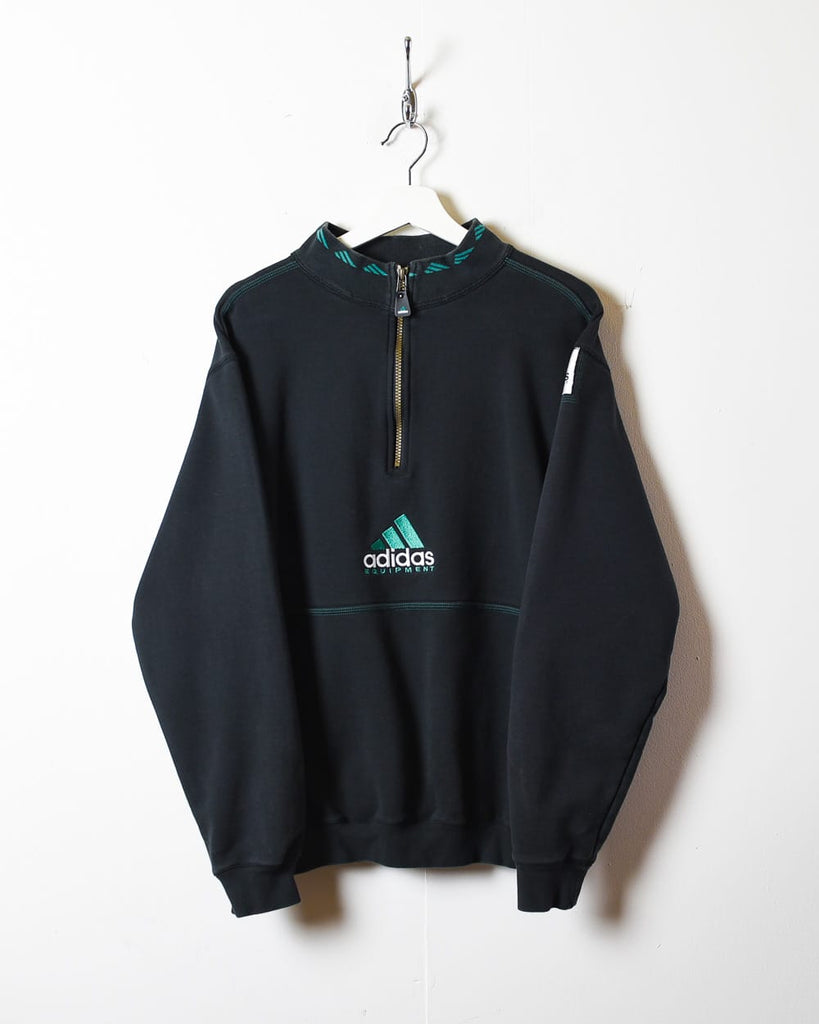 Vintage 90s Black Adidas Equipment 1/4 Zip Sweatshirt - Small