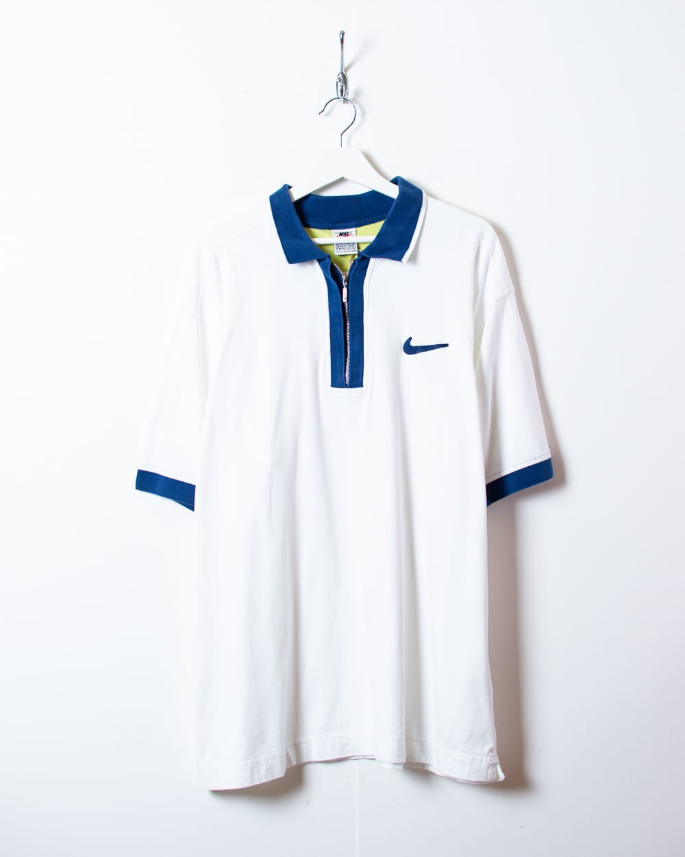White Nike 1/4 Zip Polo Shirt - X-Large