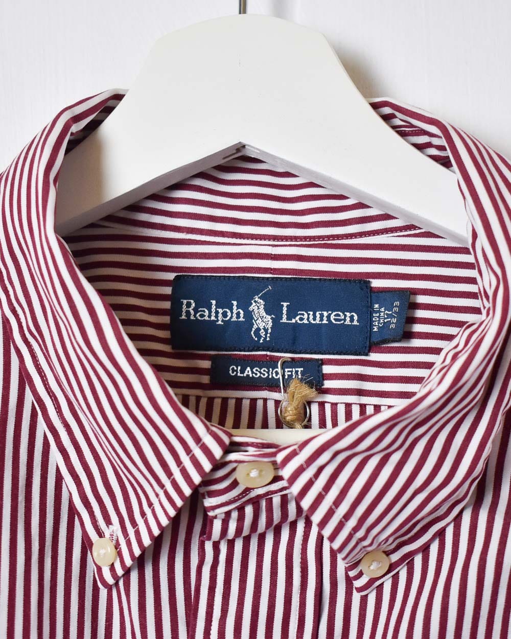 Maroon Polo Ralph Lauren Striped Shirt - X-Large