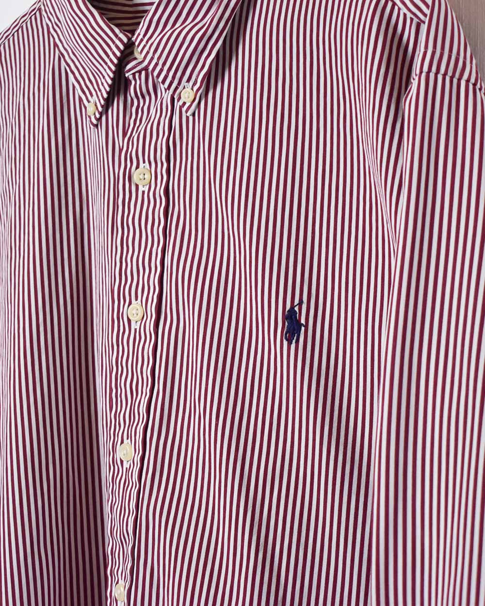 Maroon Polo Ralph Lauren Striped Shirt - X-Large