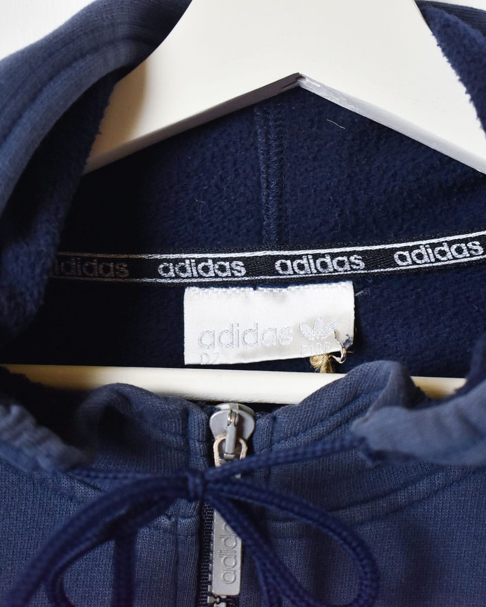 Navy Adidas Zip-Through High Neck Hoodie - Medium