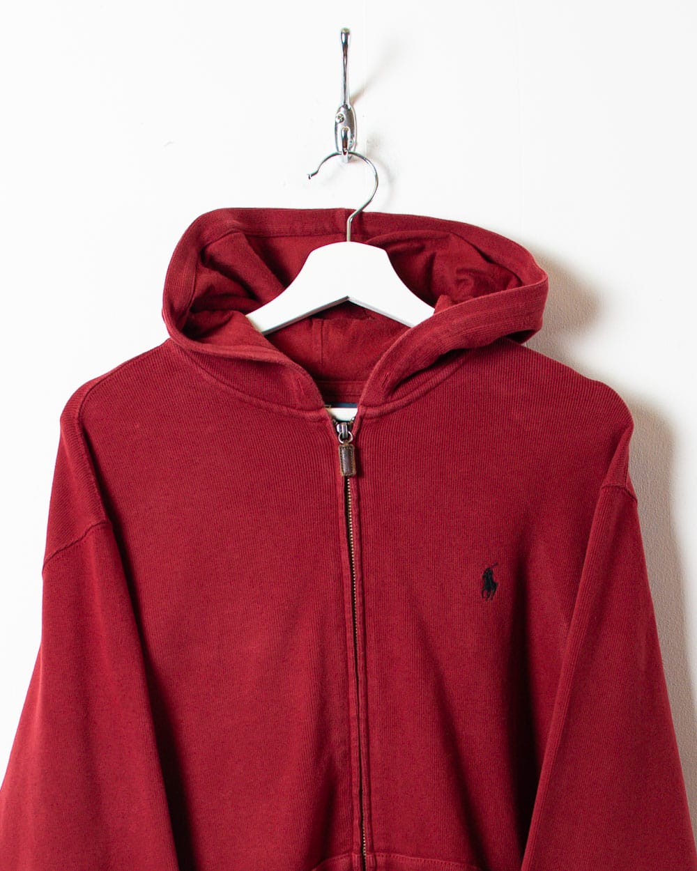 Vintage 90s Red Polo Ralph Lauren Zip-Through Hoodie - Large Cotton – Domno  Vintage