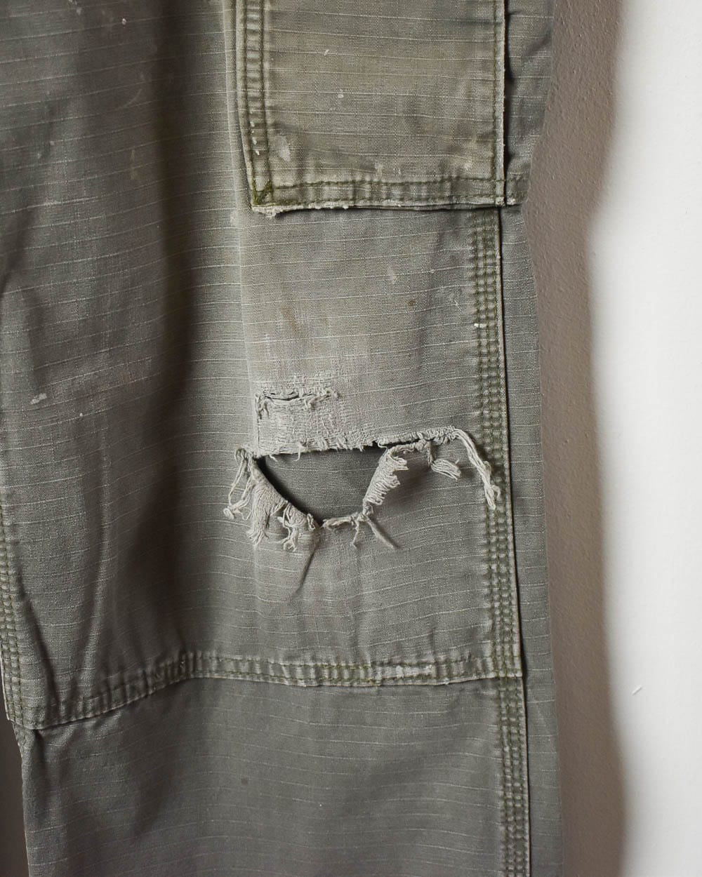 Khaki Carhartt Distressed Double Knee Cargo Jeans - W36 L30