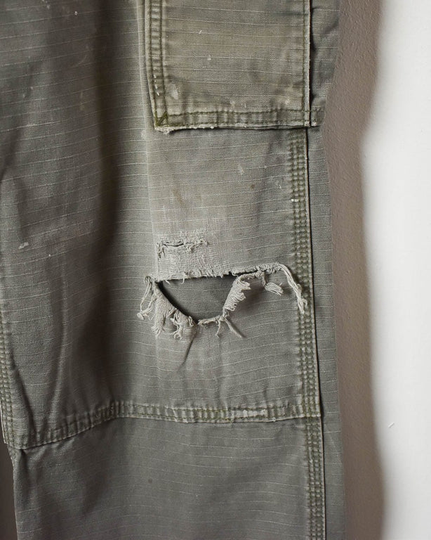 Khaki Carhartt Distressed Double Knee Cargo Jeans - W36 L30