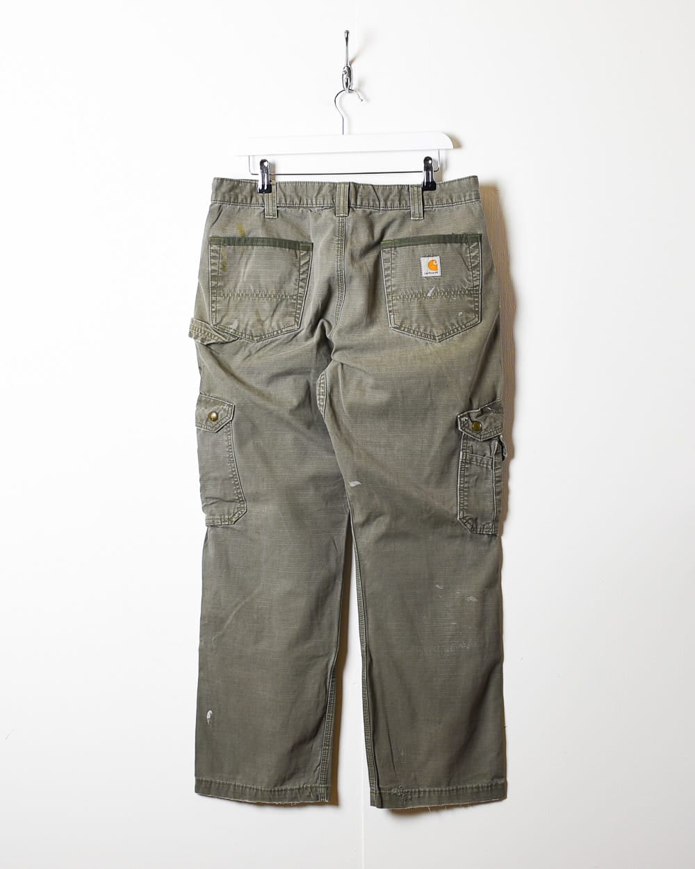 Khaki Carhartt Distressed Double Knee Cargo Jeans - W36 L30