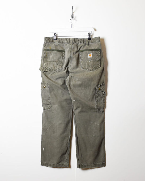Khaki Carhartt Distressed Double Knee Cargo Jeans - W36 L30
