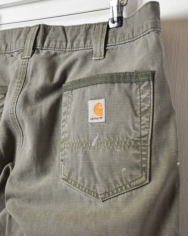 Khaki Carhartt Distressed Double Knee Cargo Jeans - W36 L30