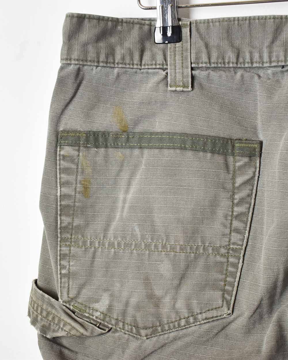 Khaki Carhartt Distressed Double Knee Cargo Jeans - W36 L30