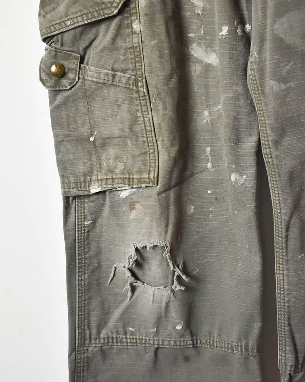 Khaki Carhartt Distressed Double Knee Cargo Jeans - W36 L30