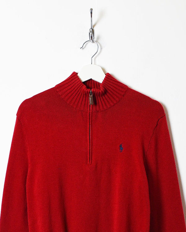 Red Polo Ralph Lauren 1/4 Zip Sweatshirt - Small