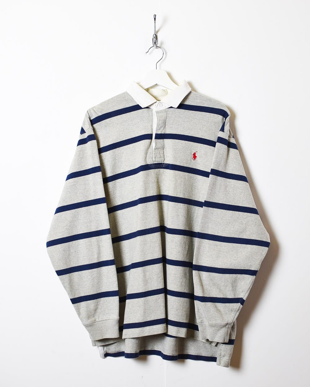 Stone Polo Ralph Lauren Striped Rugby Shirt - Large