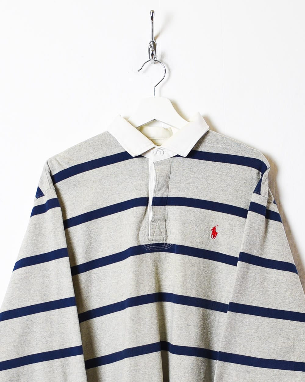 Stone Polo Ralph Lauren Striped Rugby Shirt - Large