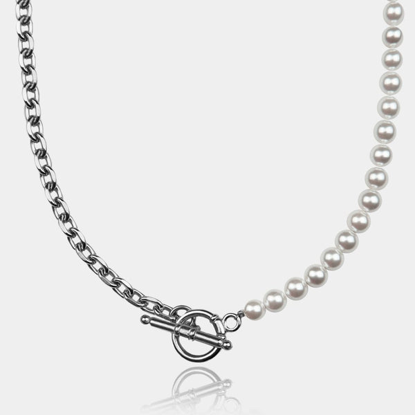 Shell Pearl T-Bar Necklace