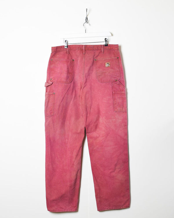 Pink Carhartt Overdyed Double Knee Carpenter Jeans - W38 L33