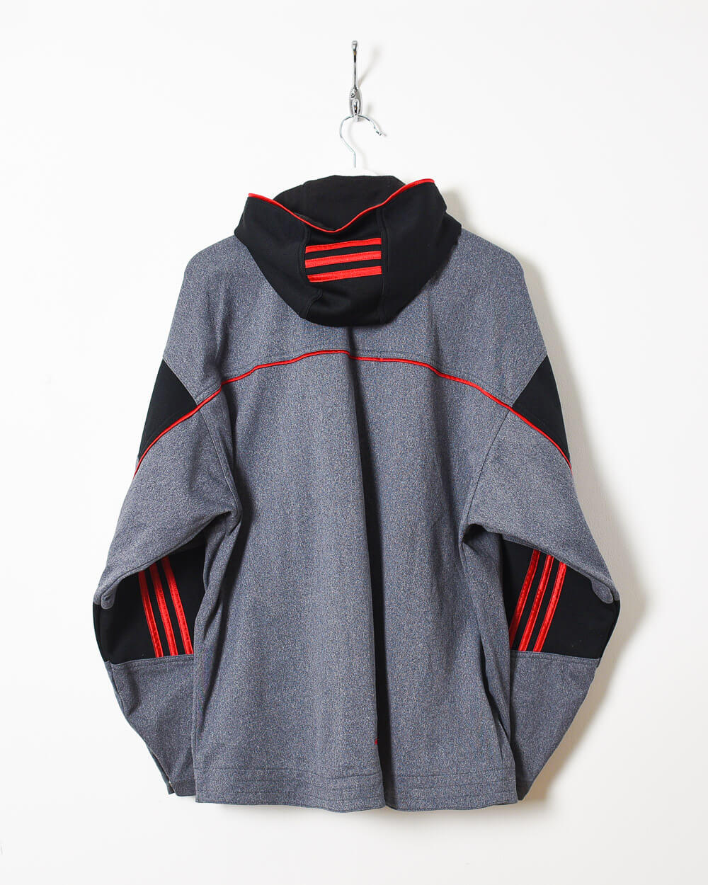 Grey Adidas Hooded Tracksuit Top - Large