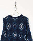 Navy Vintage Knitted Sweatshirt - Small