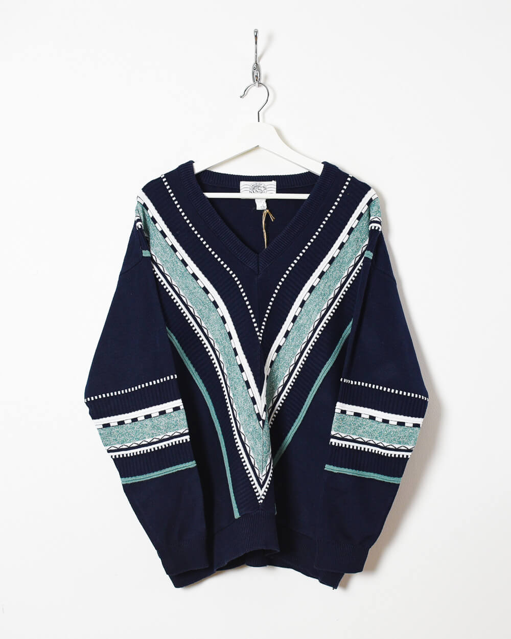 Navy Vintage Knitted Sweatshirt - Medium