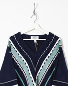 Navy Vintage Knitted Sweatshirt - Medium