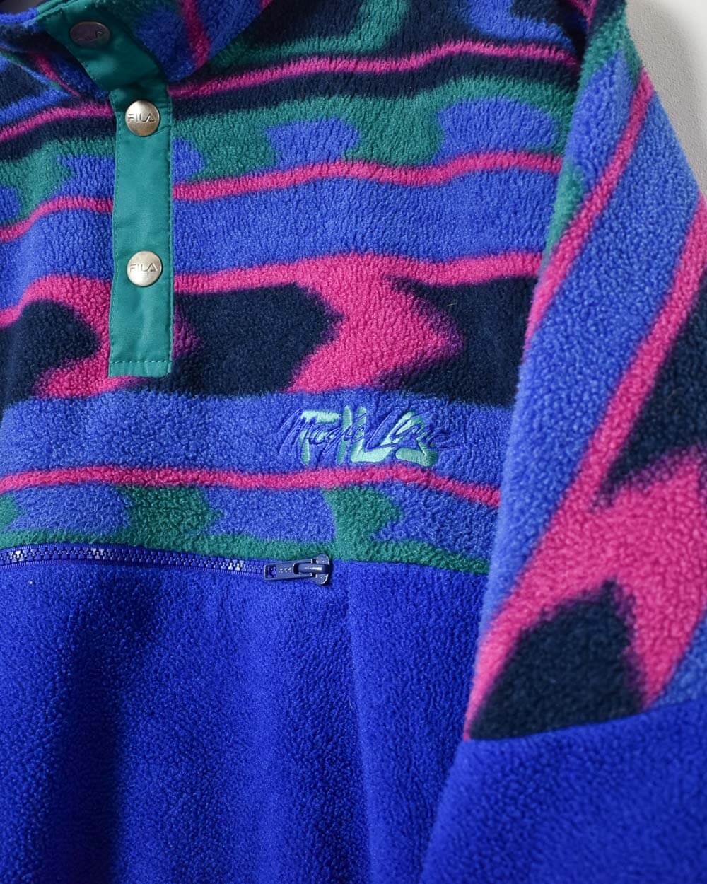 Blue Fila Magic Line Pullover Patterned Fleece - X-Large