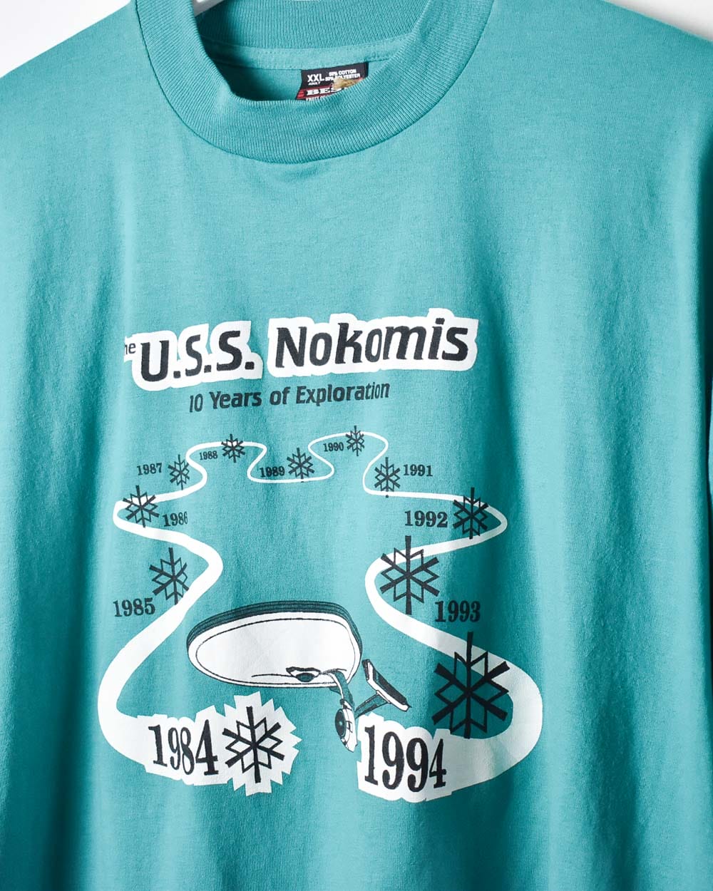 Green Star Trek USS Nokomis 10 Years Of Exploration Single Stitch T-Shirt - XX-Large