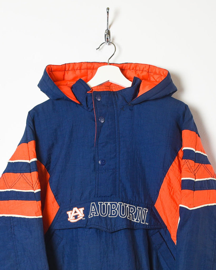 Vintage 90s Navy Starter Auburn University 1/4 Zip Hooded Jacket - Large Women's Nylon