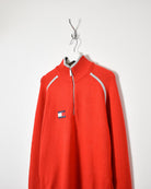 Red Tommy Hilfiger 1/4 Zip Knitted Sweatshirt - Large