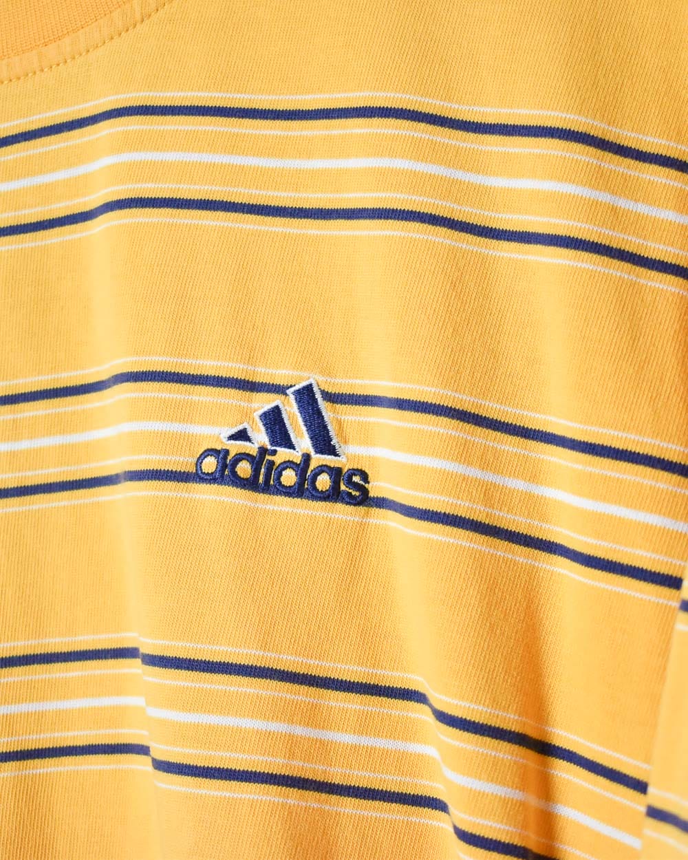 Yellow Adidas Striped T-Shirt - Large