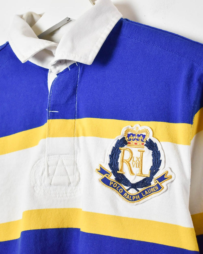Blue Polo Ralph Lauren Striped Rugby Shirt - Medium