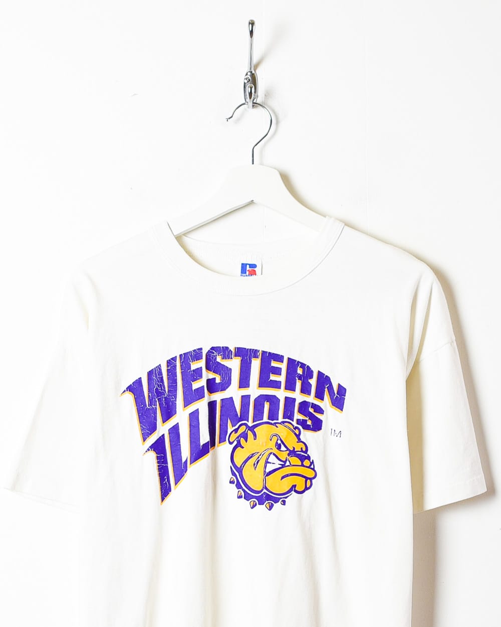White Russell Athletic Western Illinois Single Stitch T-Shirt - Large