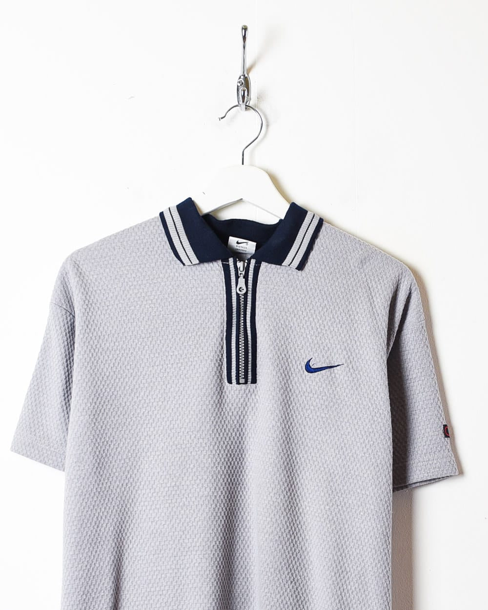 Stone Nike Textured 1/4 Zip Polo Shirt - Medium