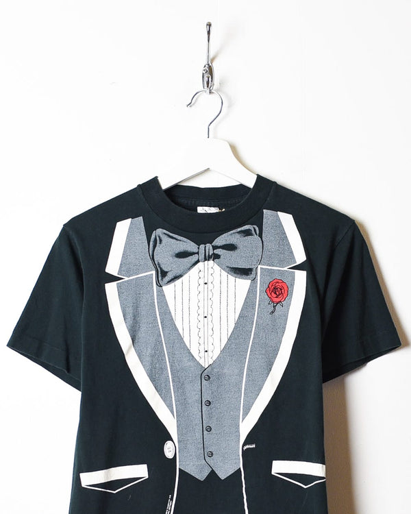 Black Tuxedo T-Shirt 80s Single Stitch T-Shirt - X-Small