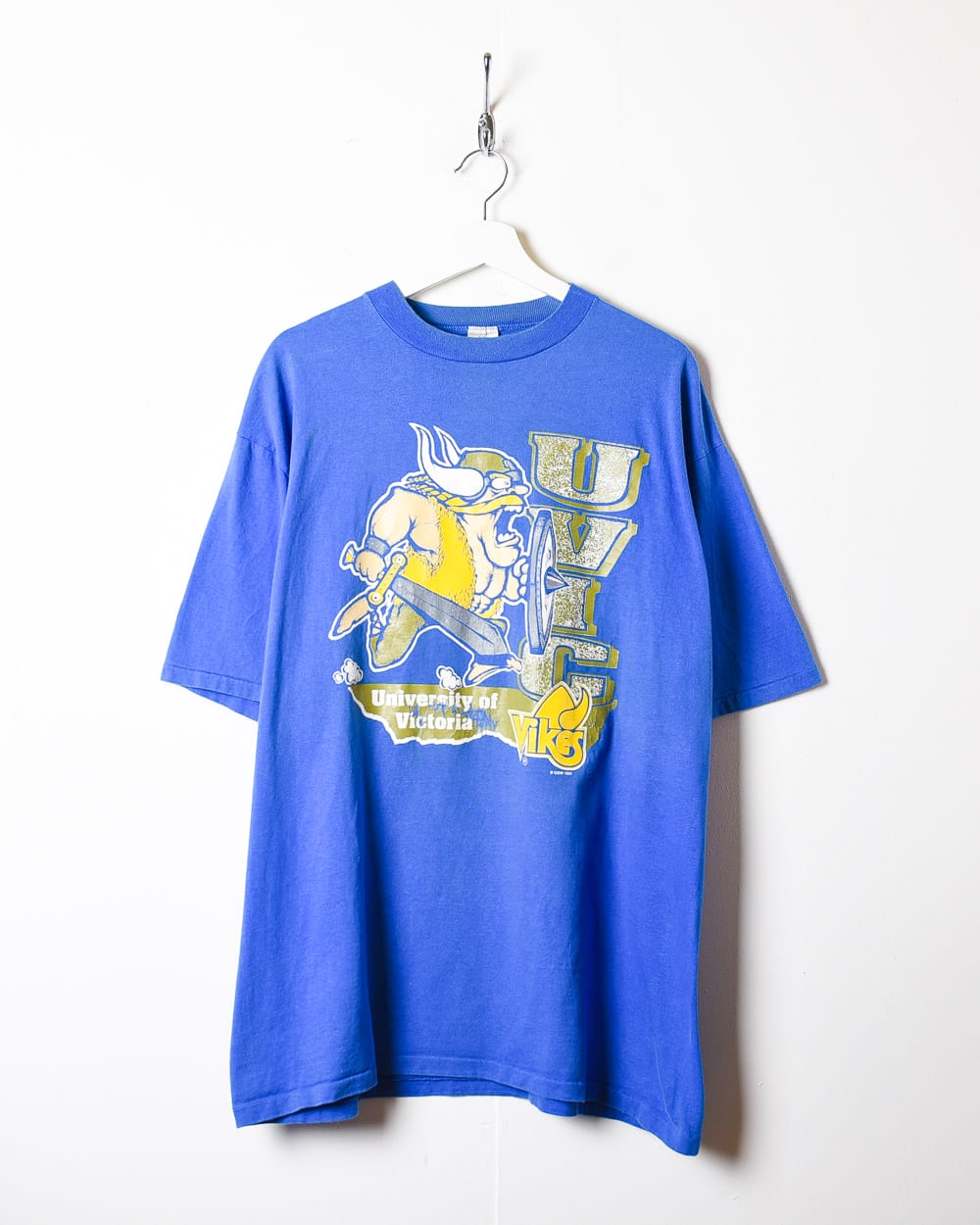 Blue University Of Victoria Vikes Single Stitch T-Shirt - X-Large