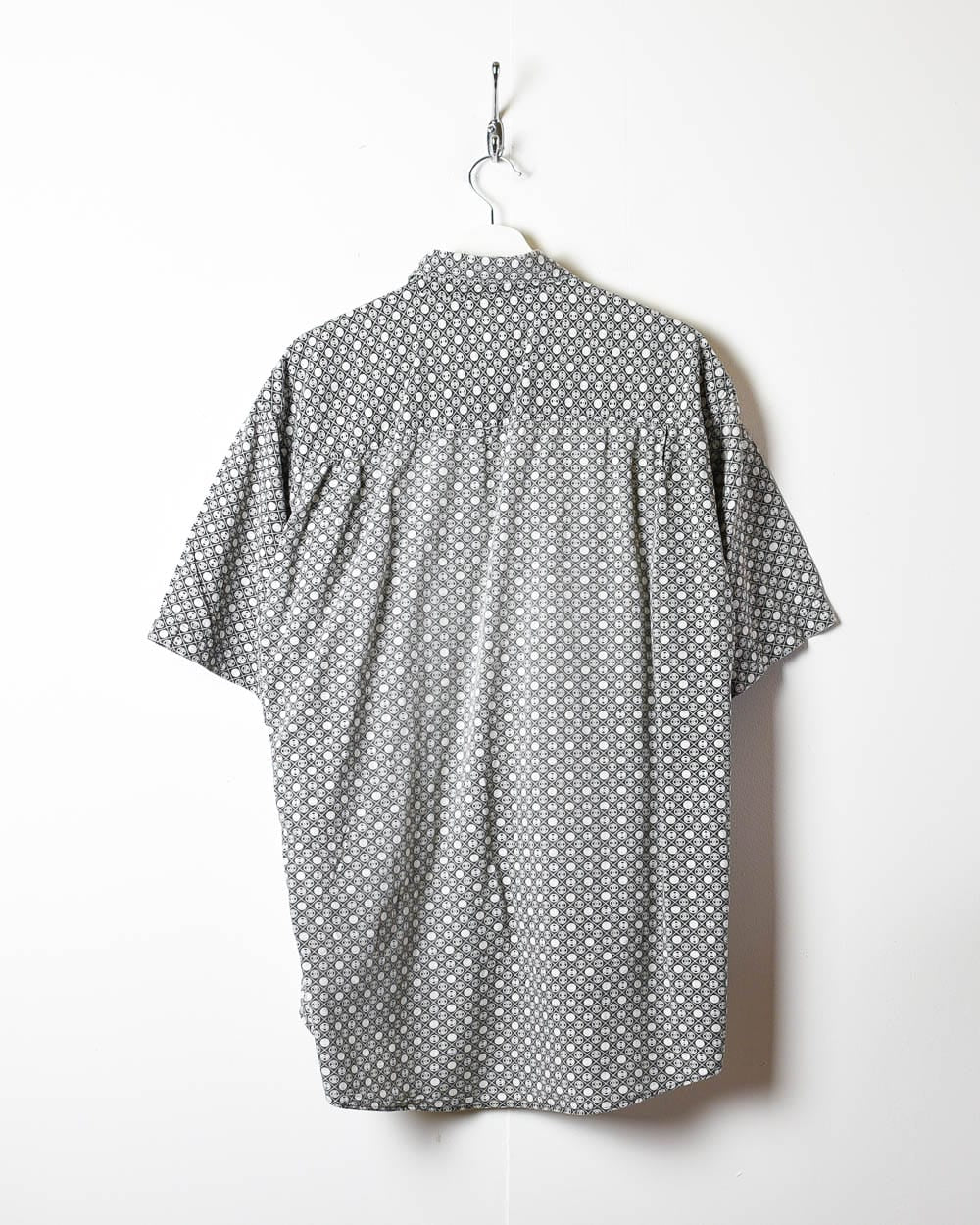 Black Patterned All-Over Print Short Sleeved Shirt - XX-Large