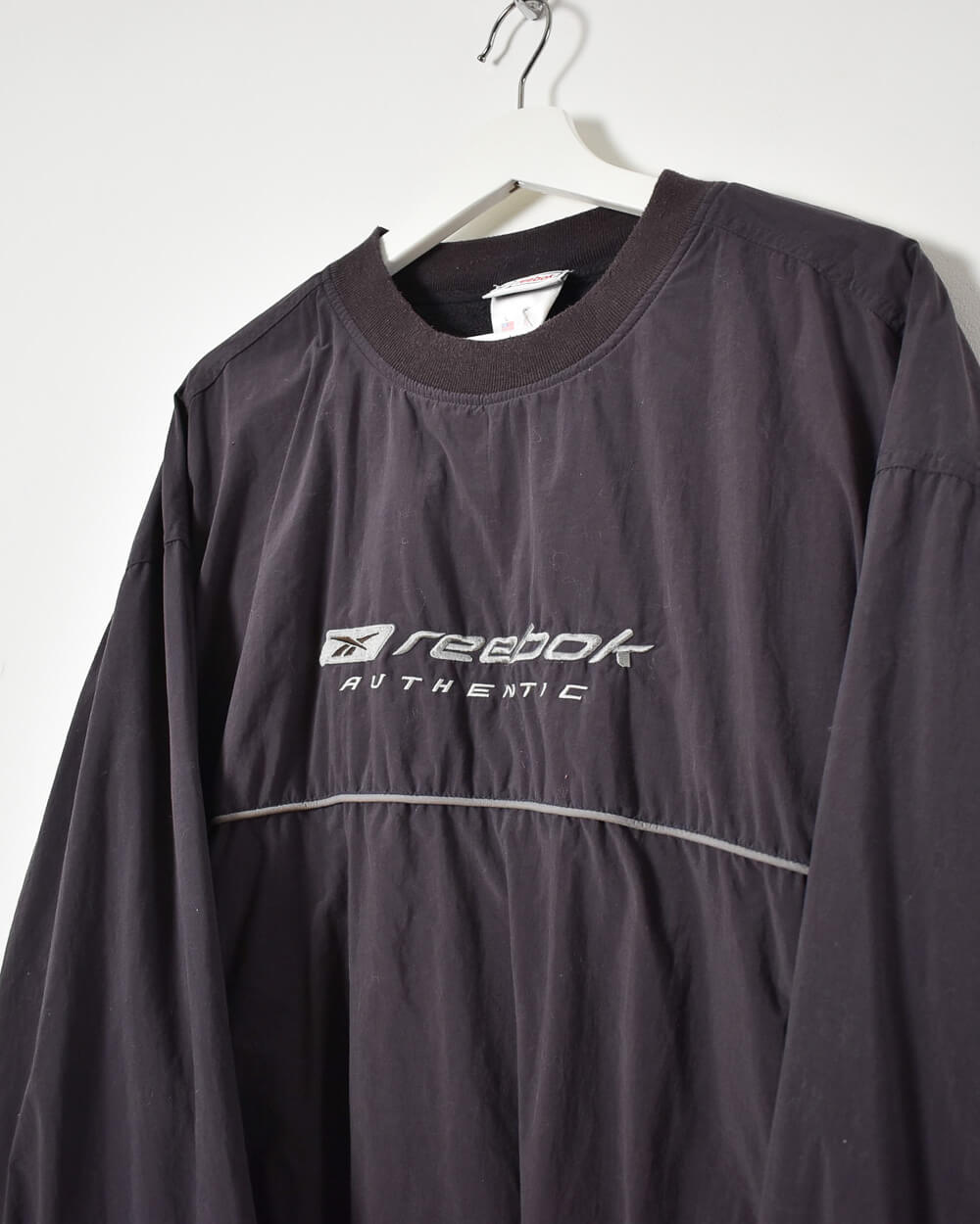 Grey Reebok Fleece Lined Pullover Windbreaker Jacket - X-Large