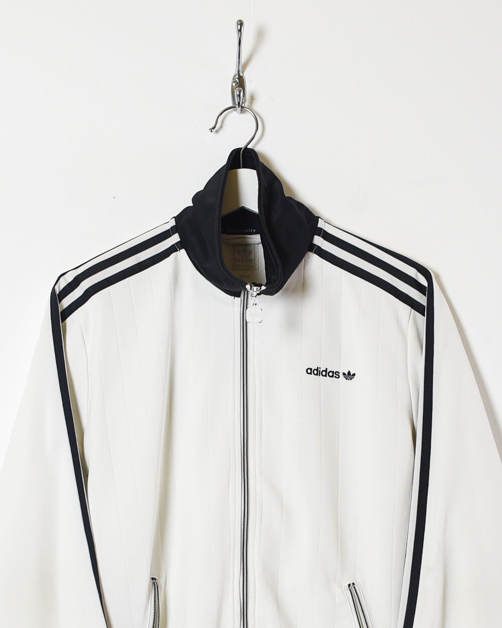 White Adidas Tracksuit Top - Small