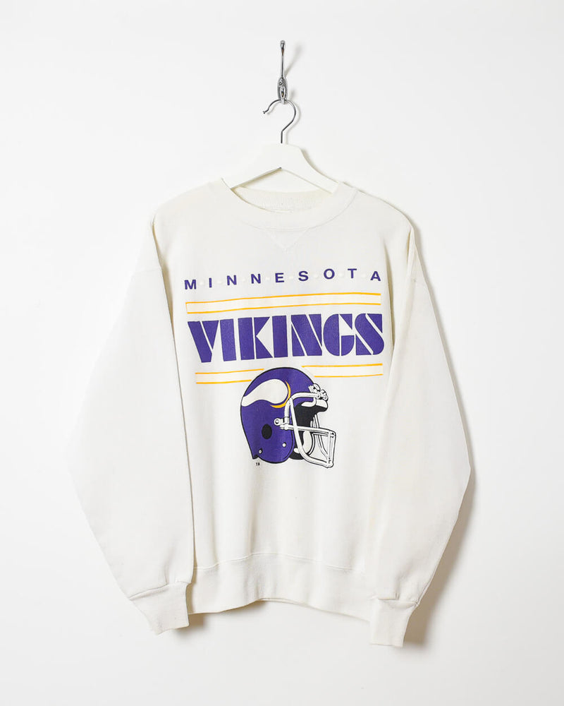Vintage 90s Cotton Mix White Champion Minnesota Vikings Sweatshirt - Large–  Domno Vintage