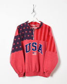Red Esy Sport Wear USA 1/4 Zip Sweatshirt - Medium