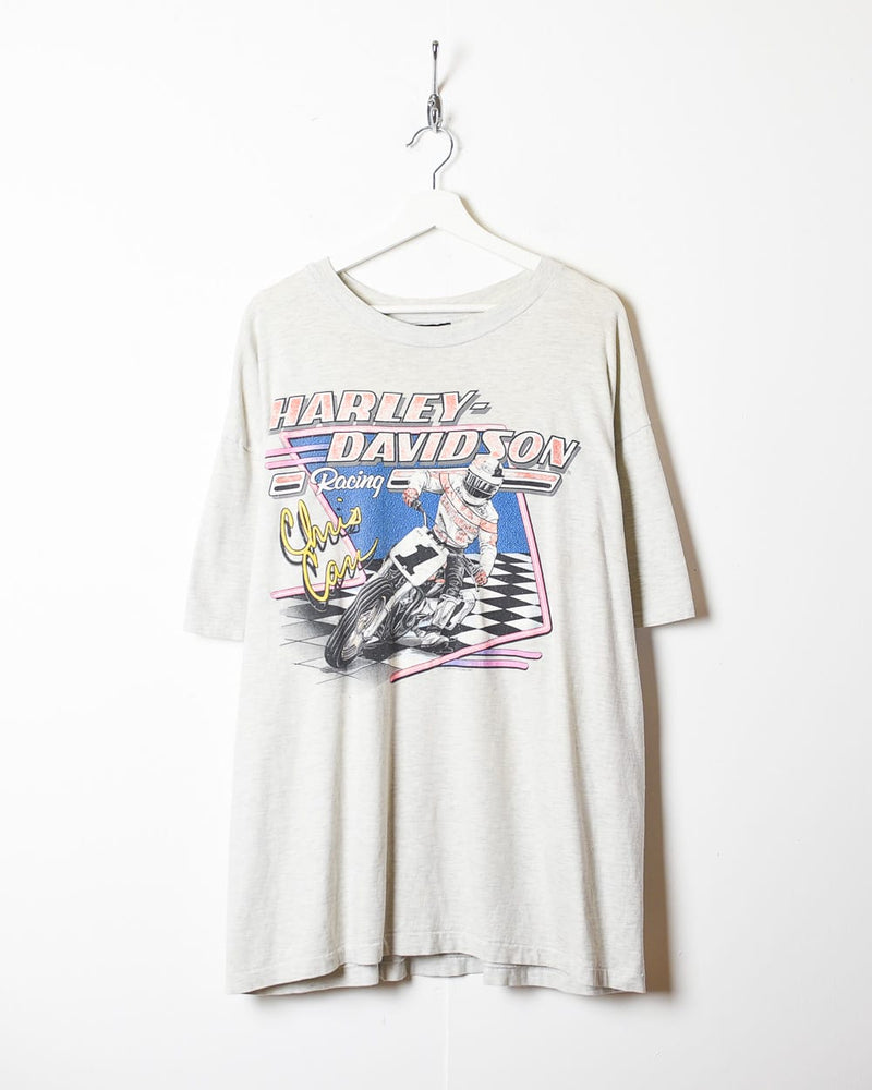 Vintage 90s Stone Harley Davidson Racing Graphic T-Shirt - XX
