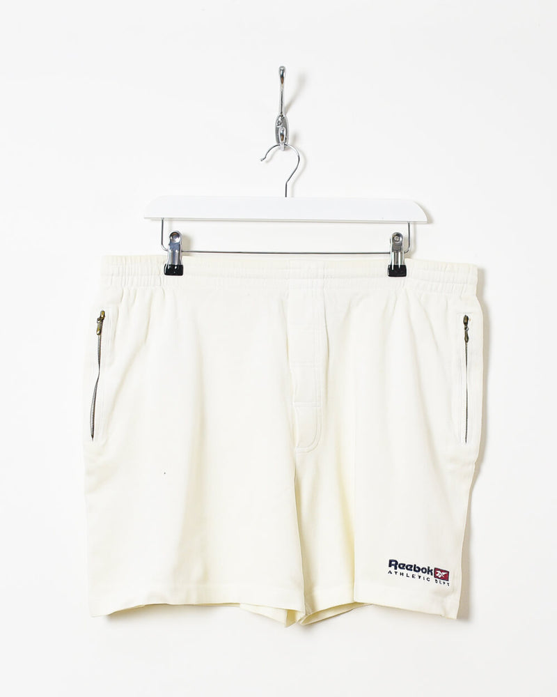 90s Cotton Plain White Reebok Dept Shorts W38– Vintage