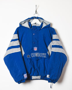 Vintage 90s Navy Starter X NFL Dallas Cowboys 1/4 Zip Hooded