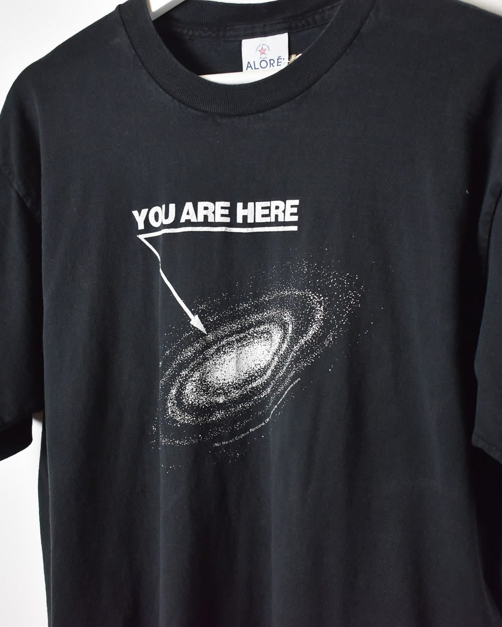 Black You Are Here Galaxy Single Stitch T-Shirt - Large