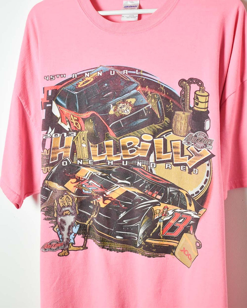 Pink 45th Annual Hillbilly One Hundred Drag Racing T-Shirt - XX-Large