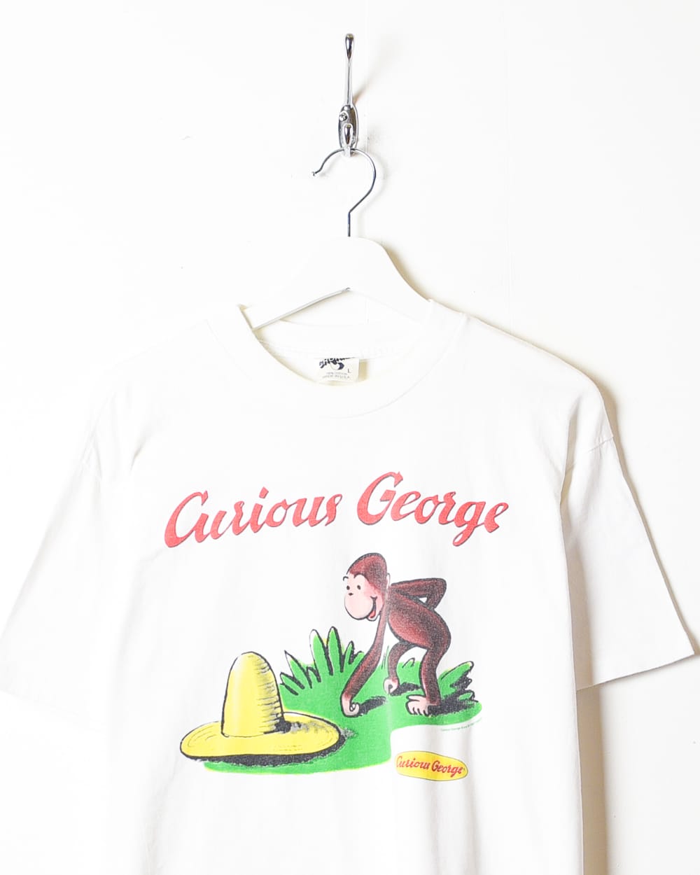Vintage 90s White Curious George T-Shirt - Large Cotton – Domno 
