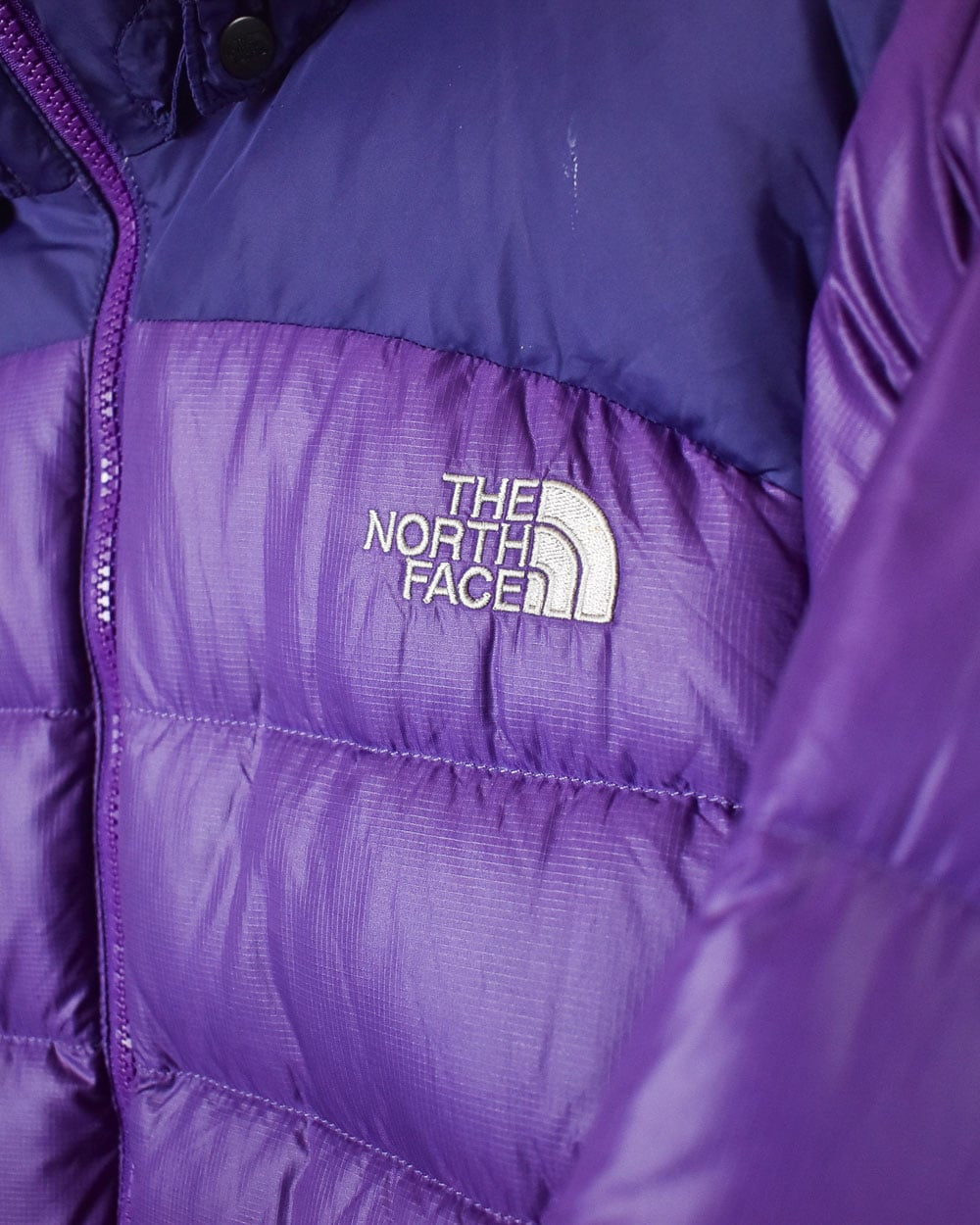 Purple The North Face Hooded Nuptse 700 Down Puffer Jacket - Large Women's