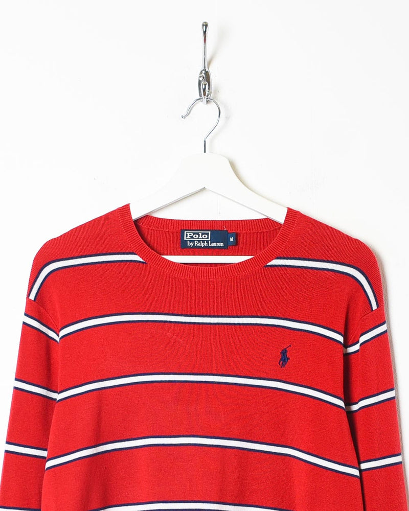 Red Polo Ralph Lauren Striped Knitted Sweatshirt - Small