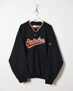 Vintage 90s Polyester Black Nike Orioles MLB Pullover Jacket - X